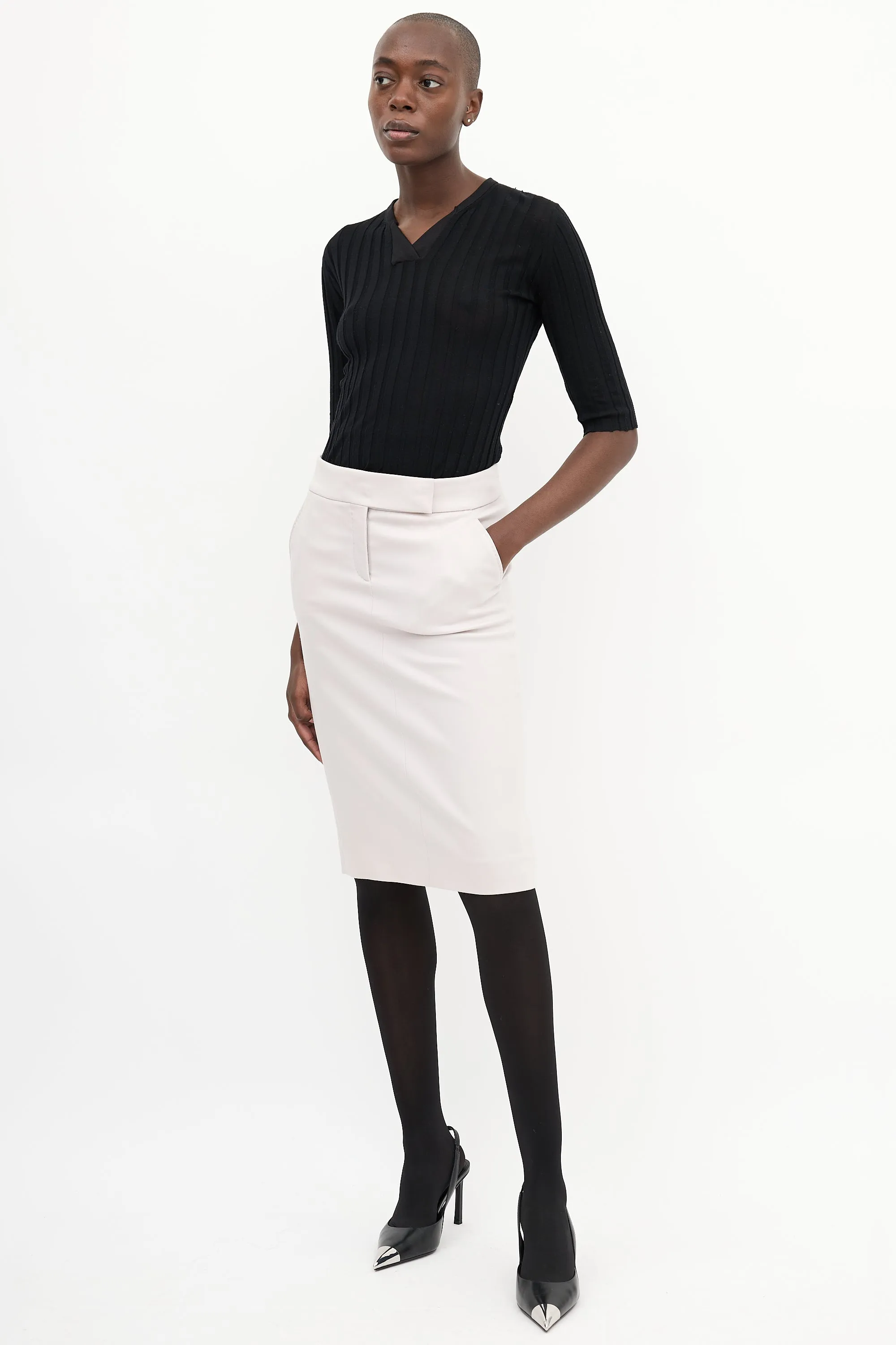 2000s Lilac Wool Midi Skirt