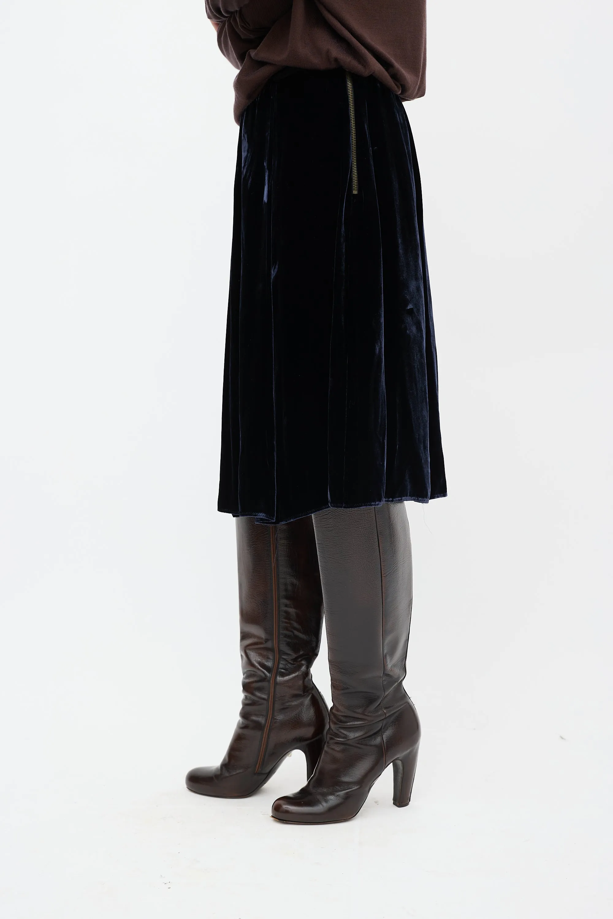 2006 Navy Velvet Midi Skirt