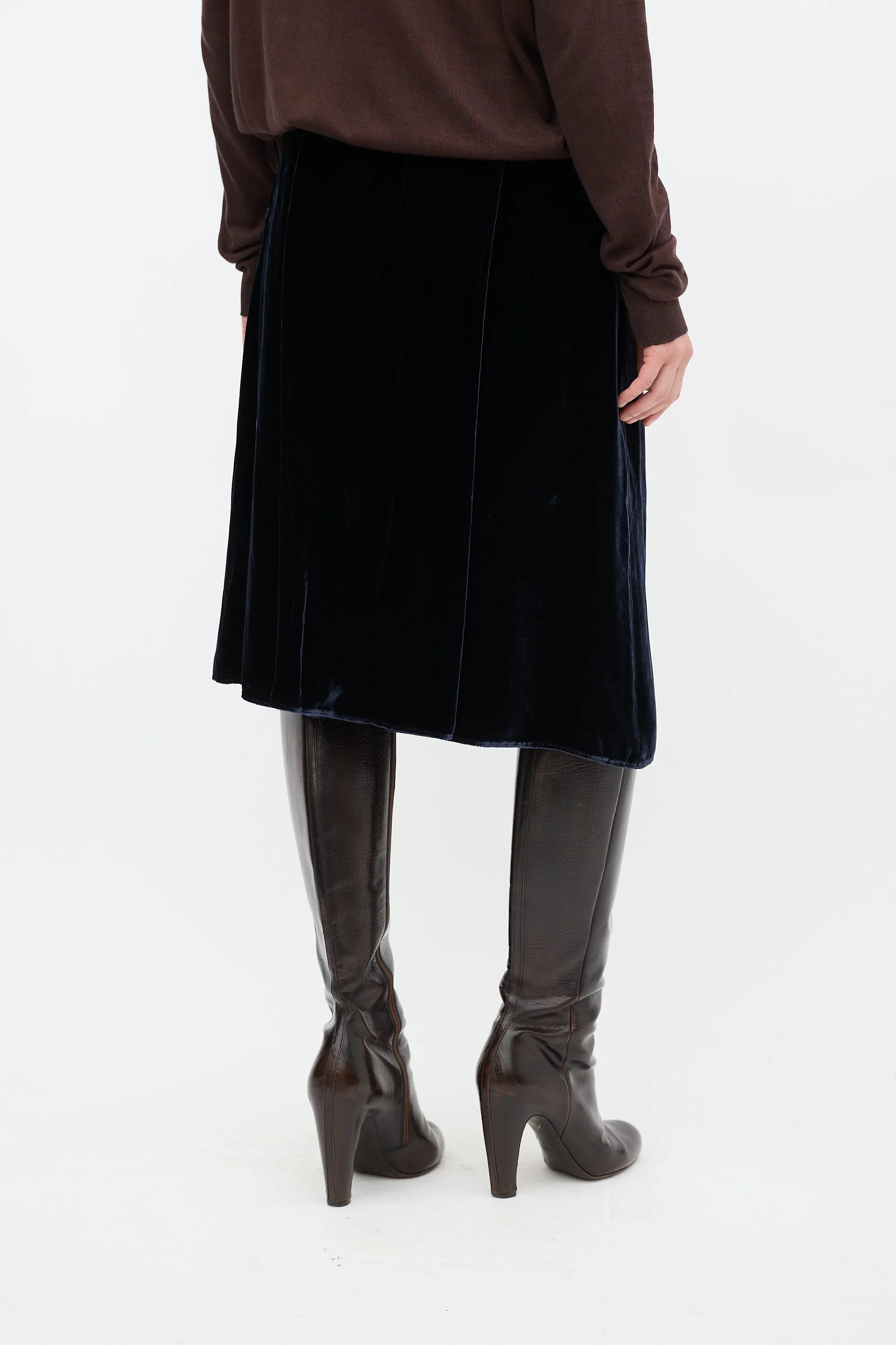 2006 Navy Velvet Midi Skirt