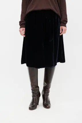 2006 Navy Velvet Midi Skirt