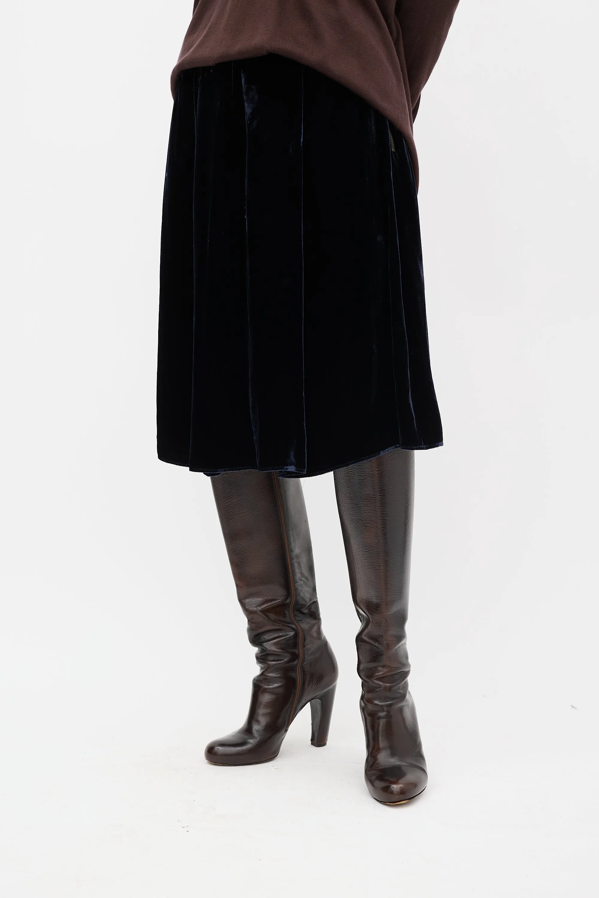 2006 Navy Velvet Midi Skirt