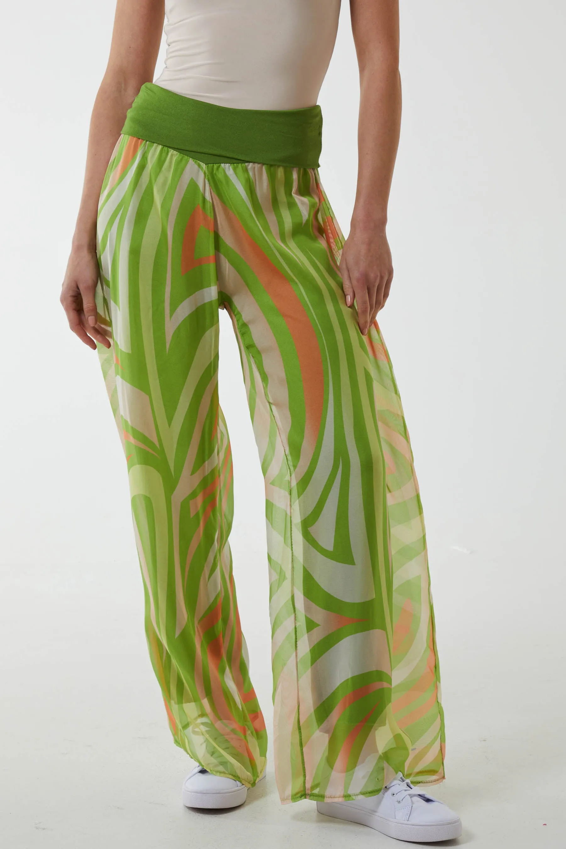 Abstract Print Wide Leg Culottes