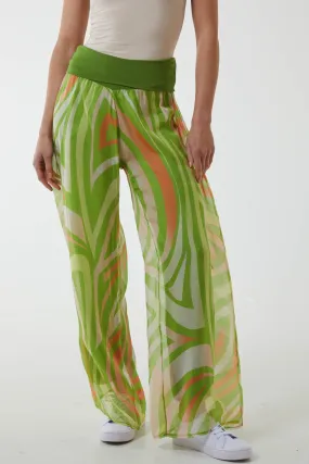 Abstract Print Wide Leg Culottes