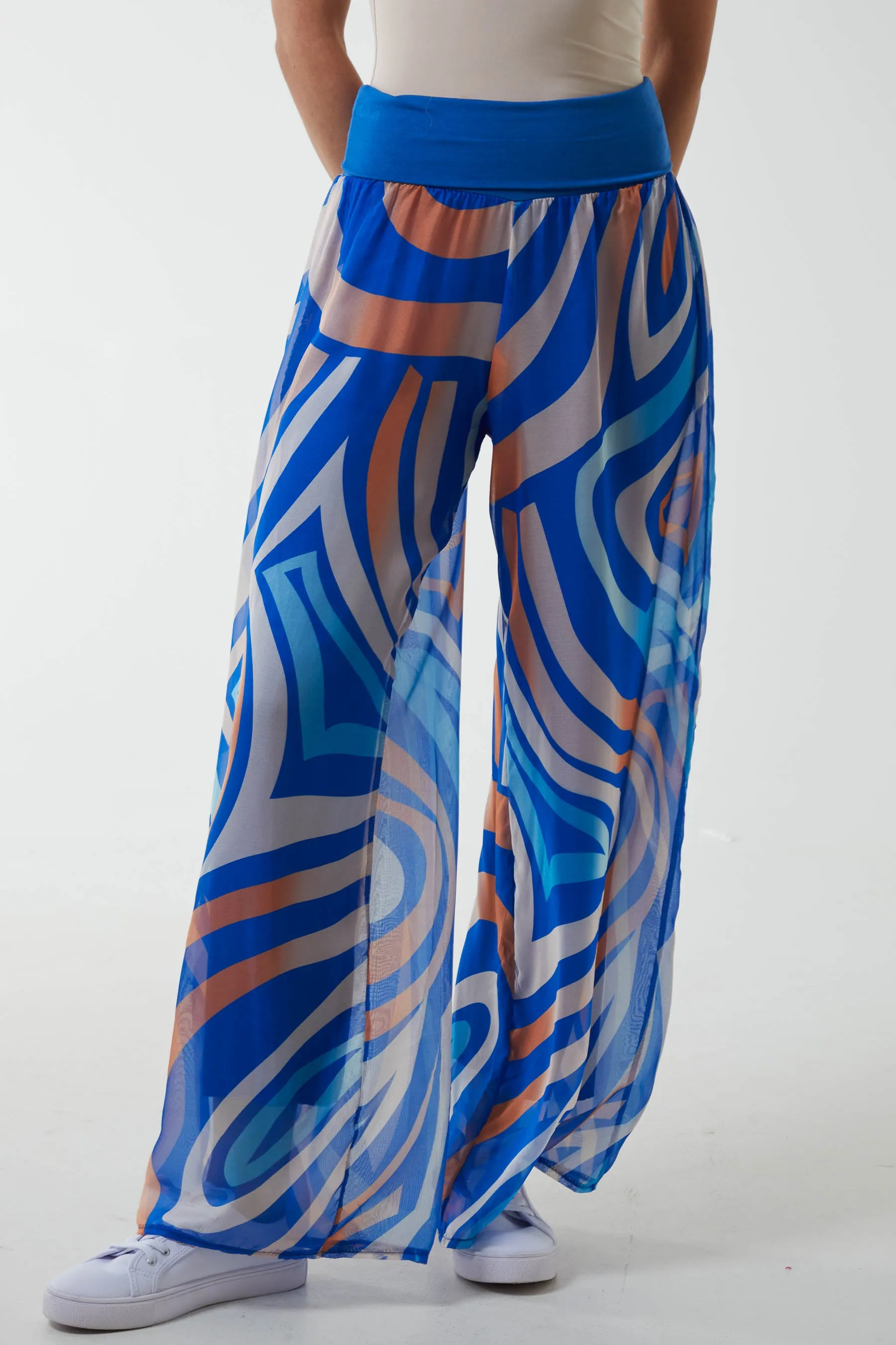 Abstract Print Wide Leg Culottes