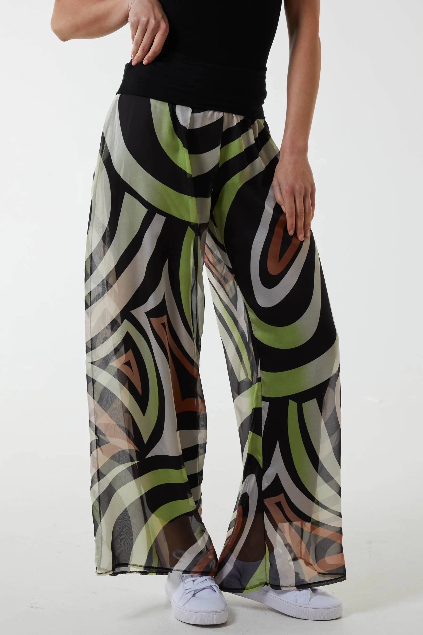 Abstract Print Wide Leg Culottes