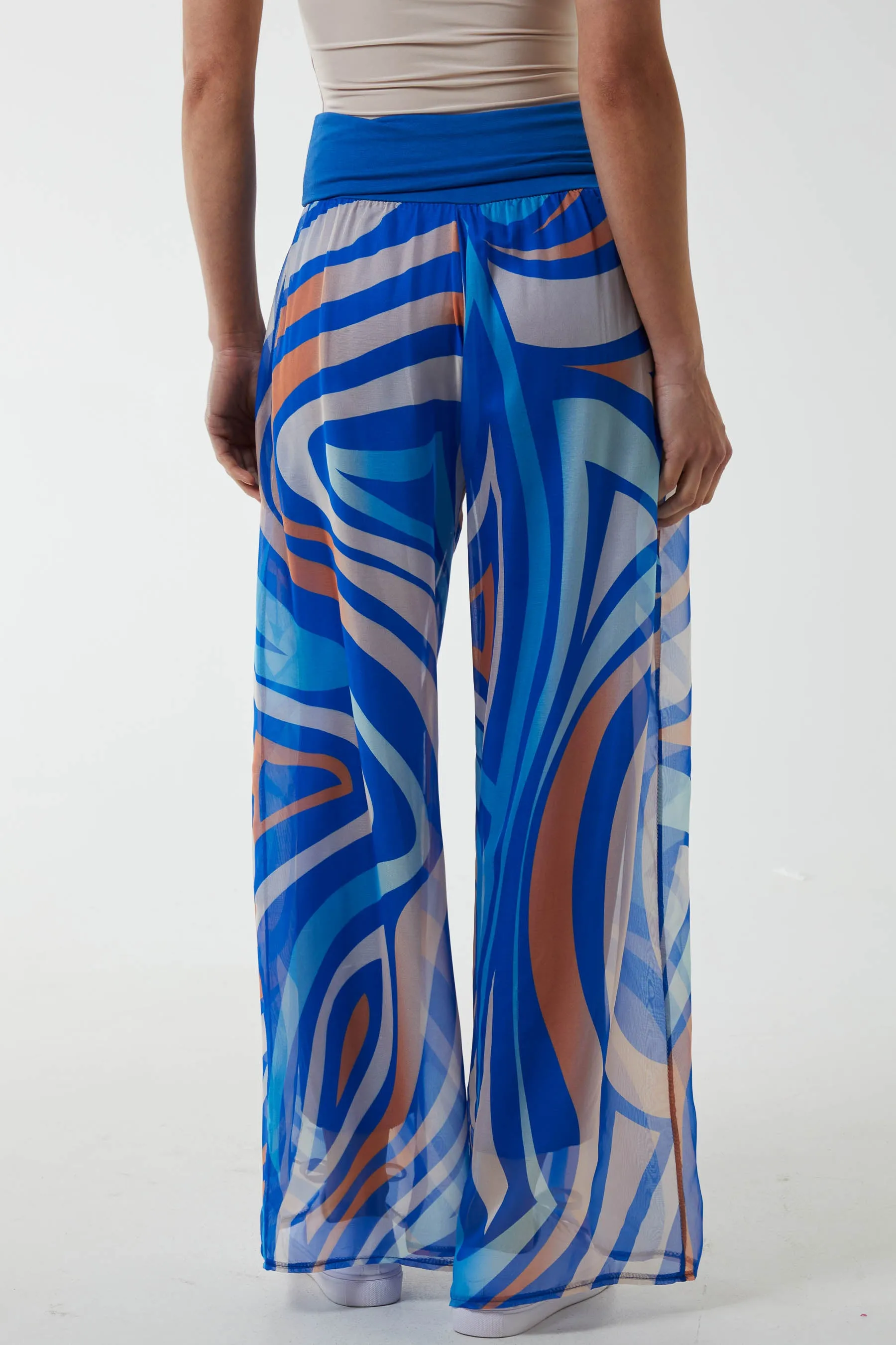Abstract Print Wide Leg Culottes