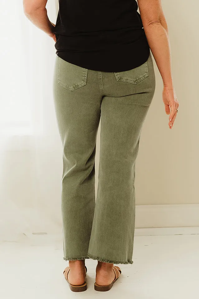 Acid Washed Frayed Bootcut Pants