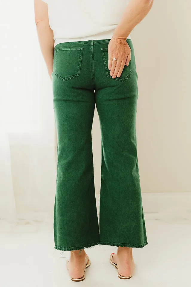 Acid Washed Frayed Bootcut Pants