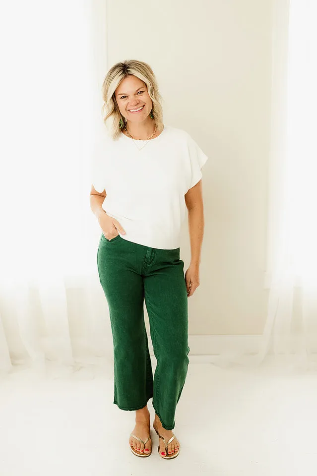 Acid Washed Frayed Bootcut Pants