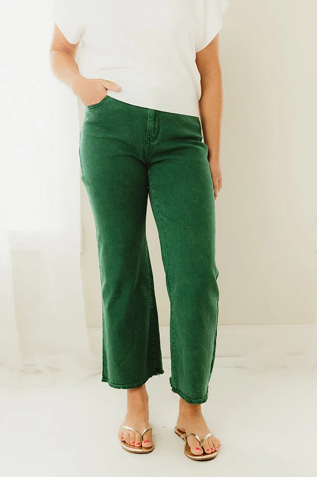 Acid Washed Frayed Bootcut Pants