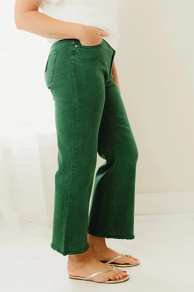 Acid Washed Frayed Bootcut Pants