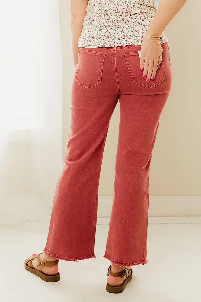 Acid Washed Frayed Bootcut Pants