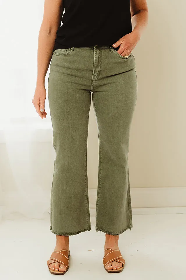 Acid Washed Frayed Bootcut Pants