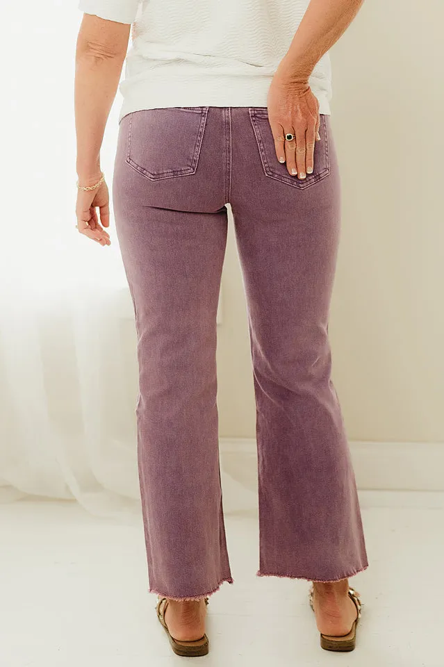 Acid Washed Frayed Bootcut Pants