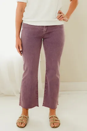 Acid Washed Frayed Bootcut Pants