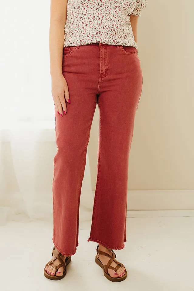 Acid Washed Frayed Bootcut Pants
