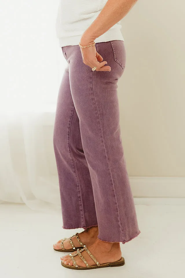 Acid Washed Frayed Bootcut Pants