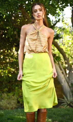 Bea Midi Skirt w/ Slit ~ Lime