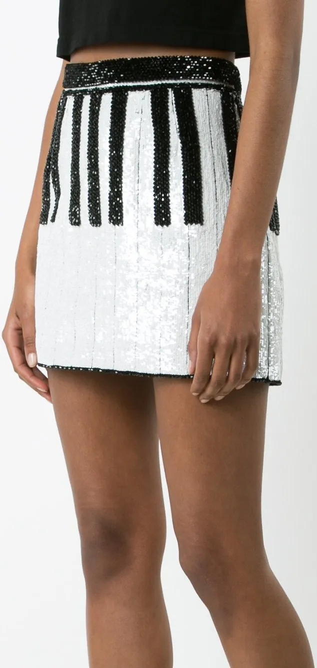 Beaded & Sequin-Embellished Short Piano Skirt