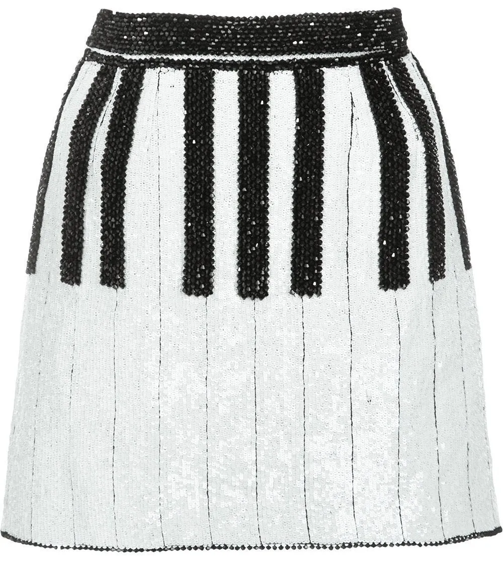 Beaded & Sequin-Embellished Short Piano Skirt