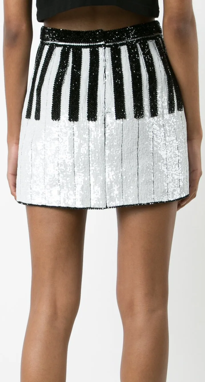 Beaded & Sequin-Embellished Short Piano Skirt