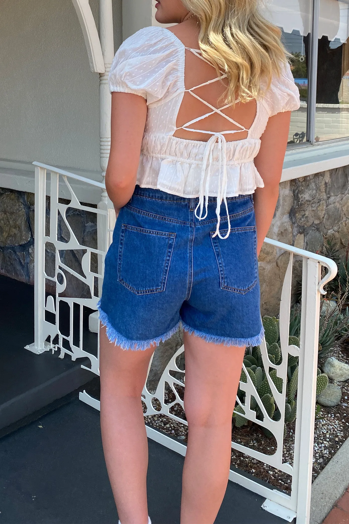 Beaded Denim Shorts