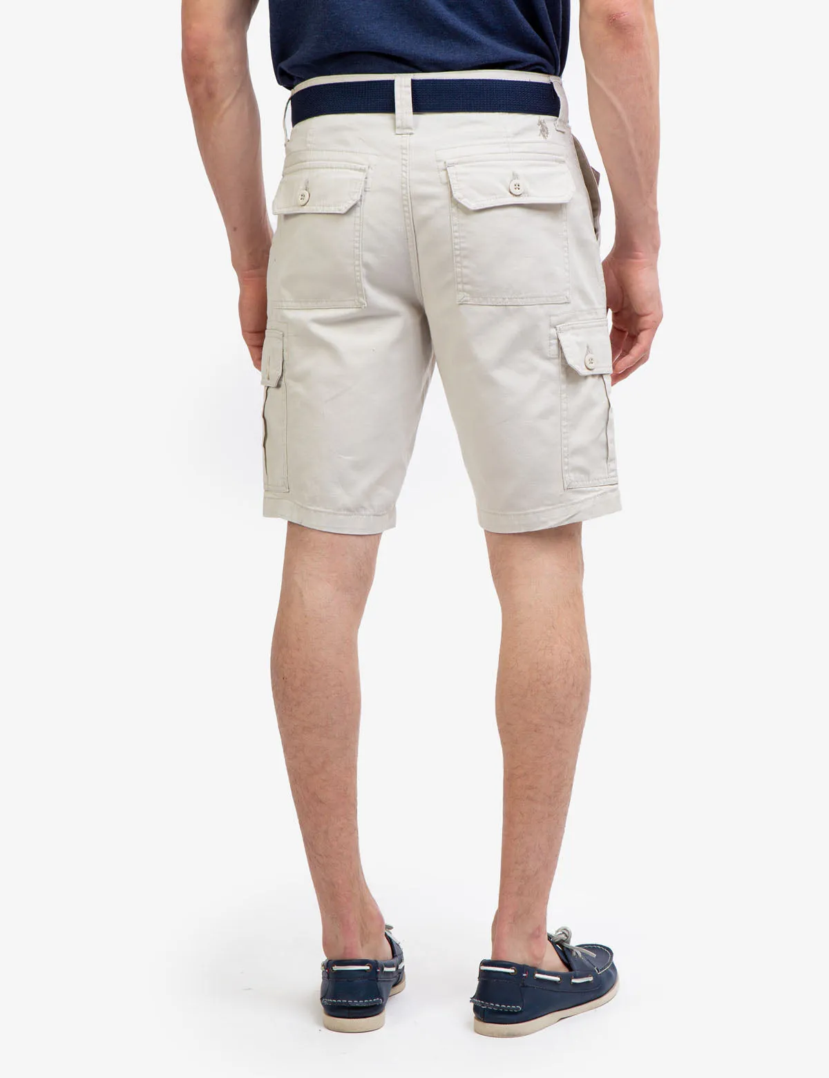 BELTED TWILL CARGO SHORTS