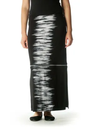 Black and White Zippered Maxi Skirt