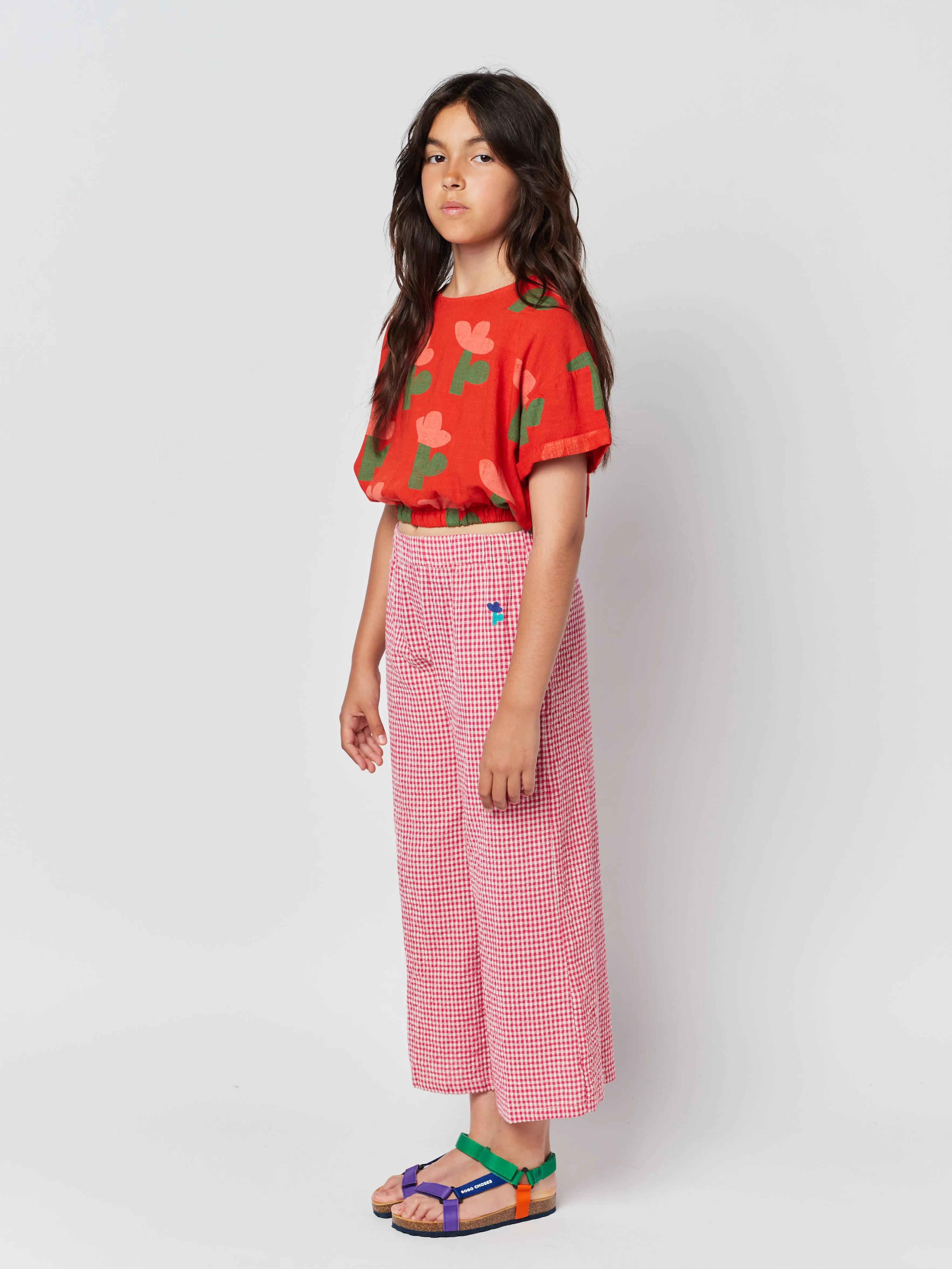 Bobo Choses Pink Vichy Woven Culotte Pants