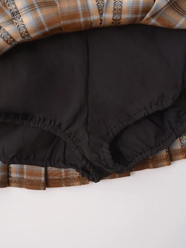 Brown plaid mini skirt