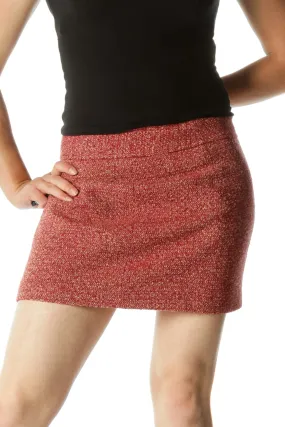 Burgundy and Cream Mini Skirt