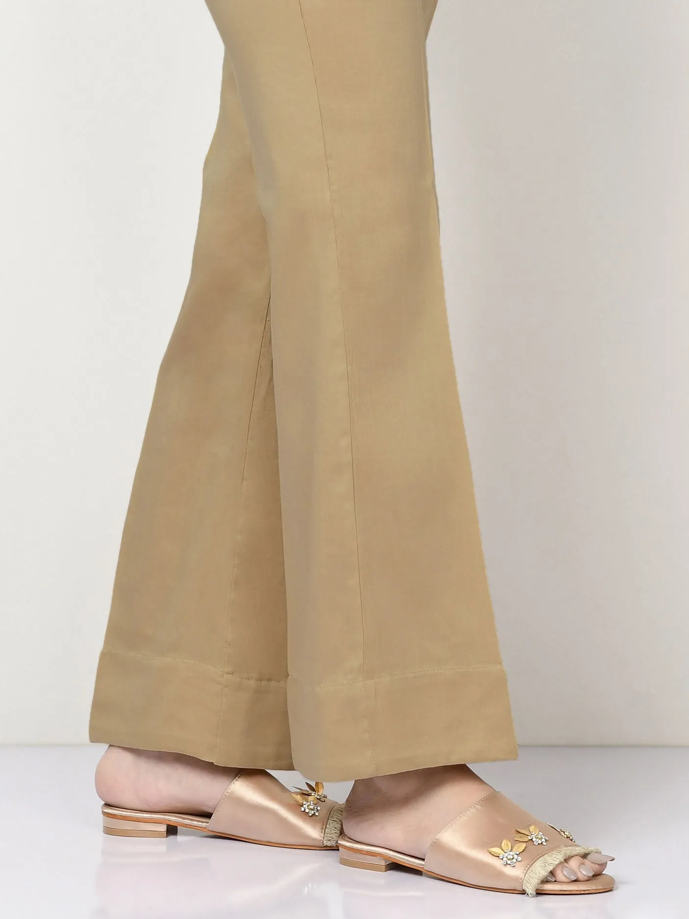 Cambric Bootcut Trouser - Dark Beige
