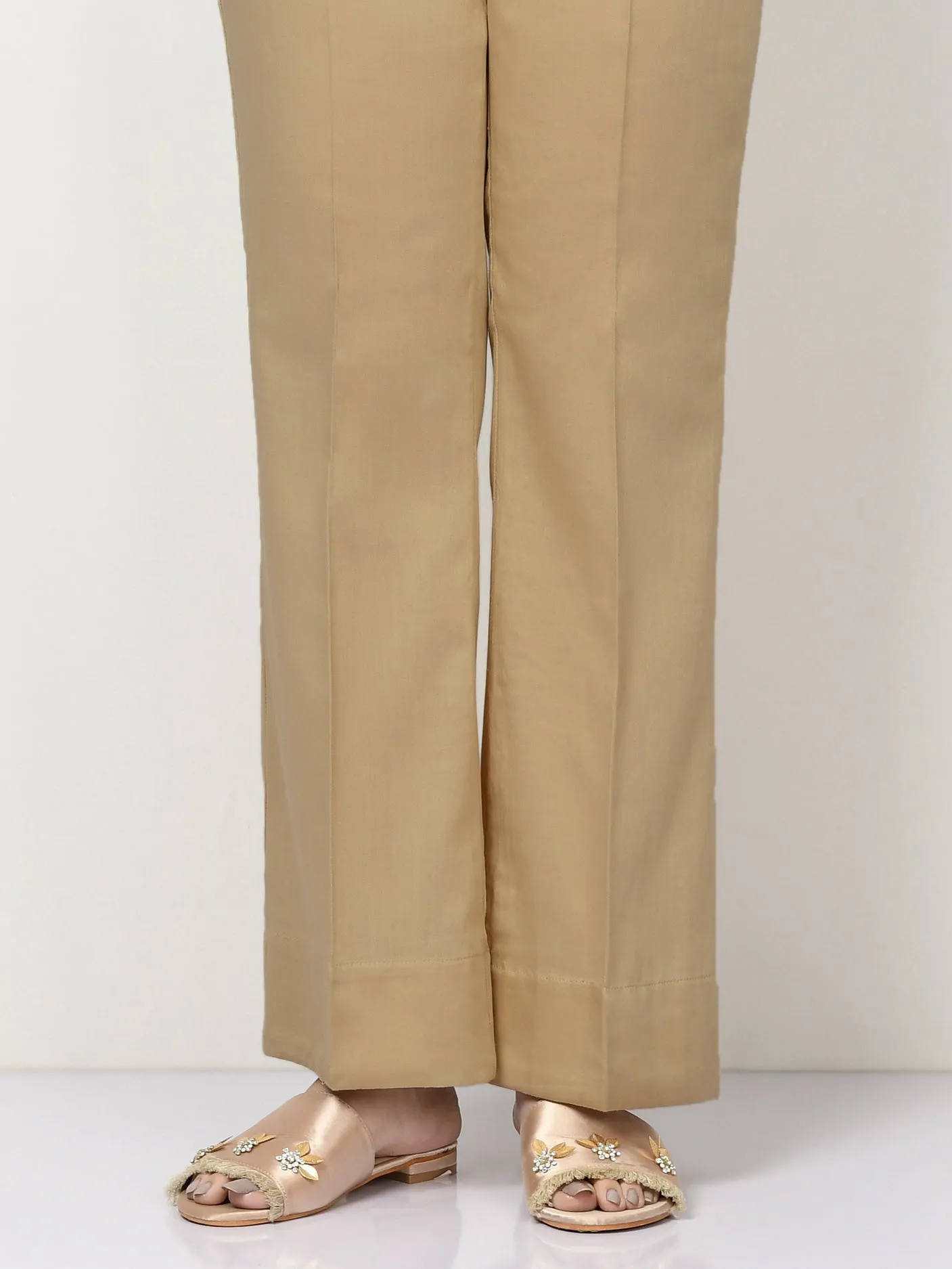 Cambric Bootcut Trouser - Dark Beige