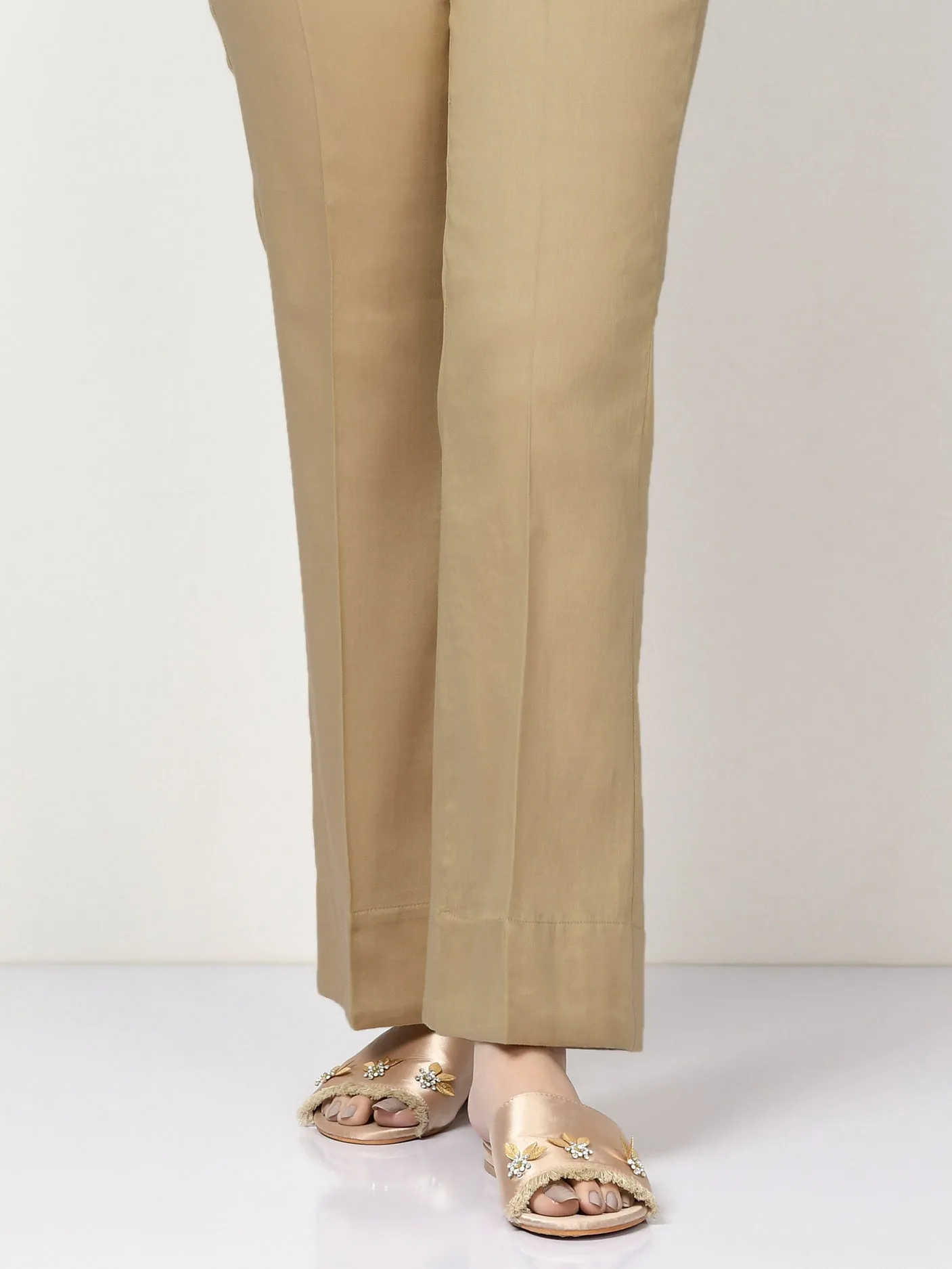 Cambric Bootcut Trouser - Dark Beige