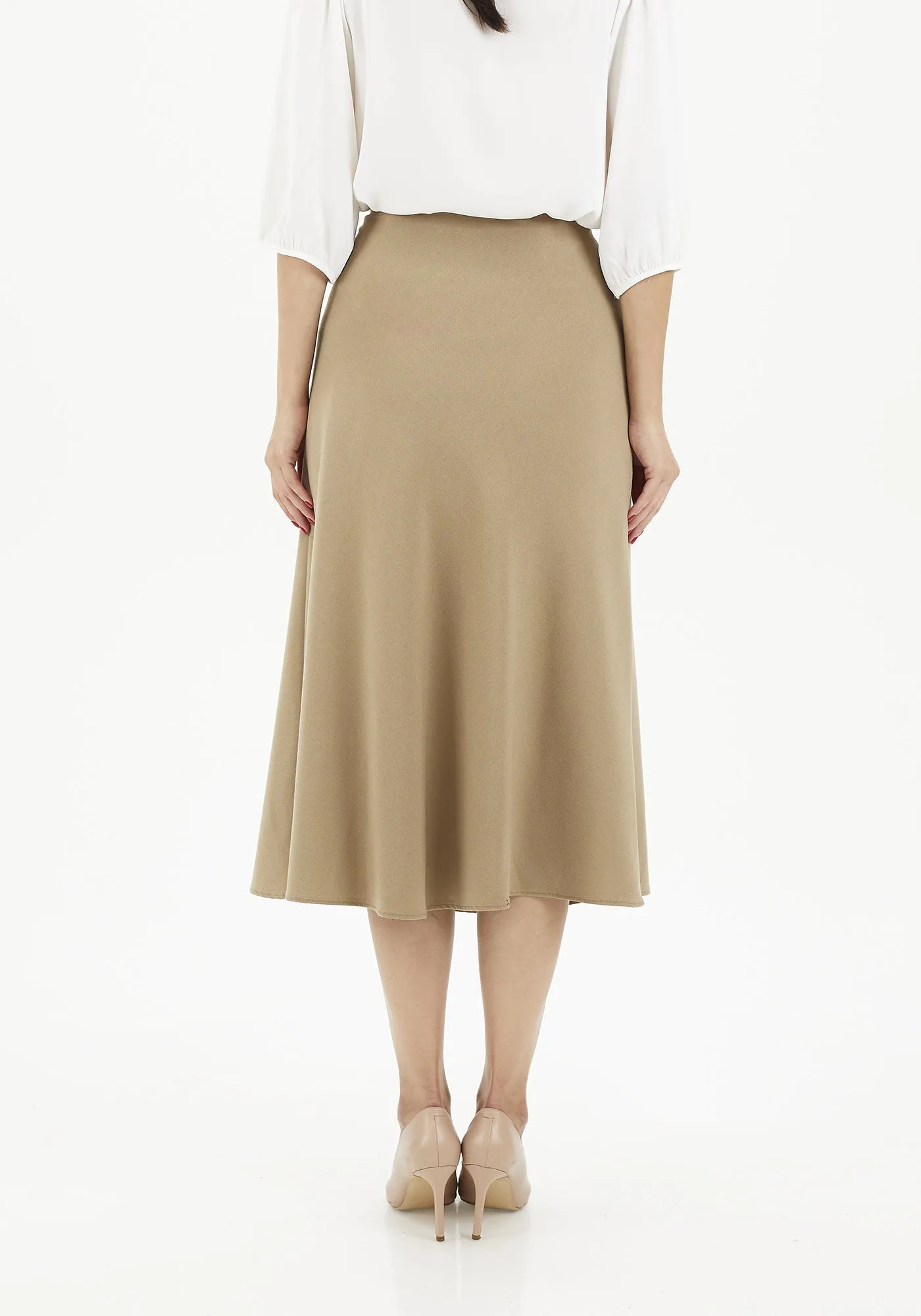 Camel A-Line Midi Skirts
