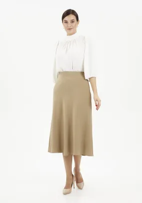 Camel A-Line Midi Skirts