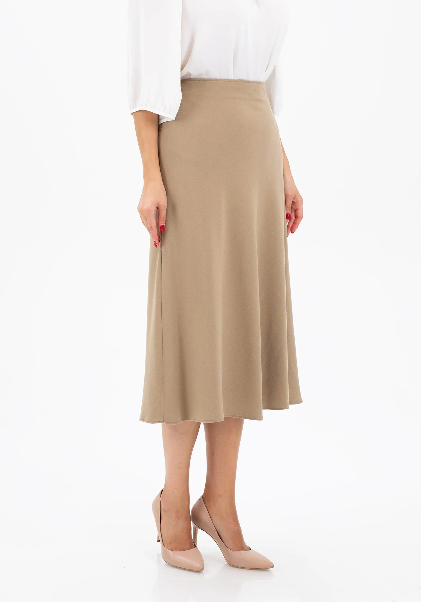Camel A-Line Midi Skirts