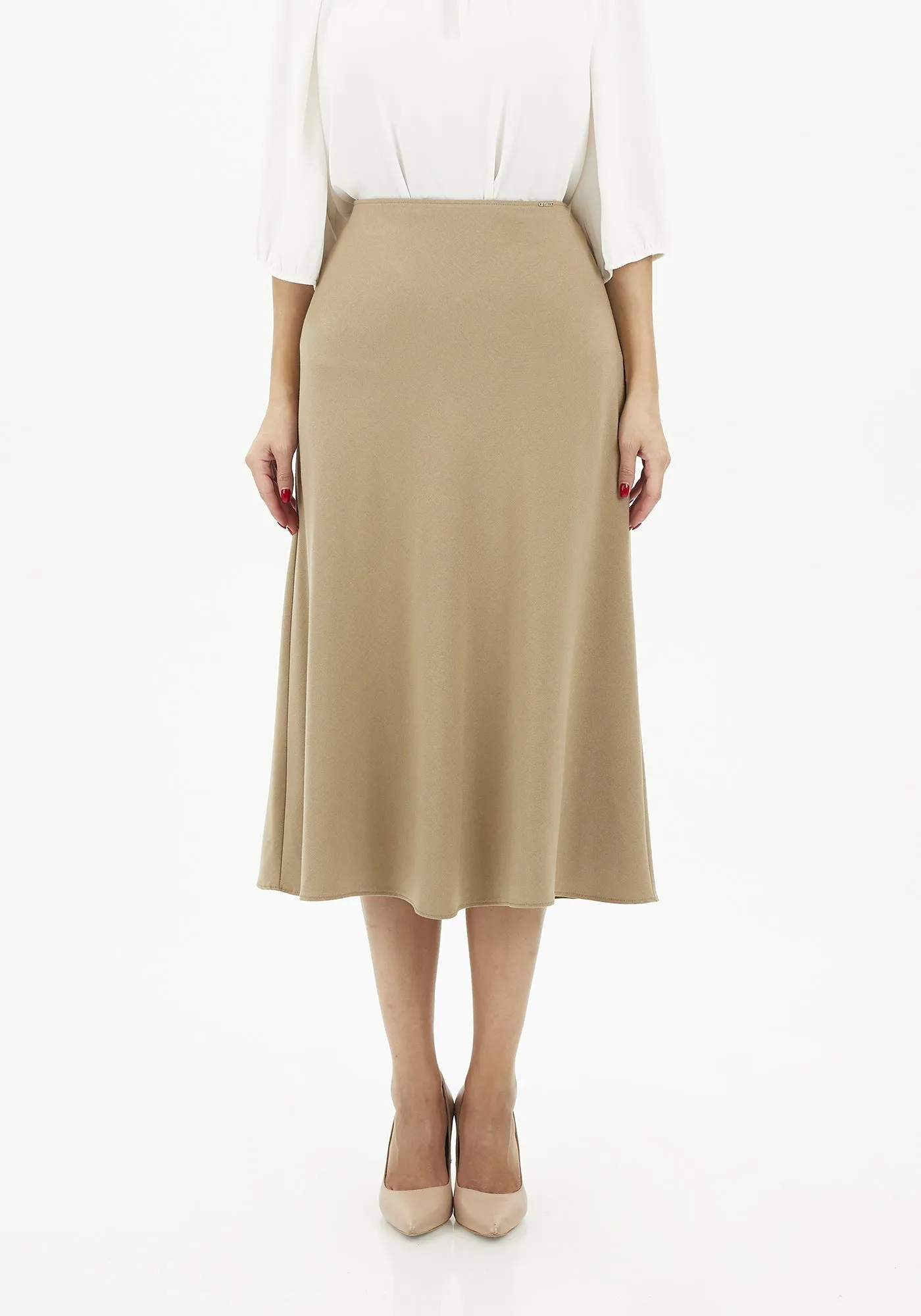 Camel A-Line Midi Skirts