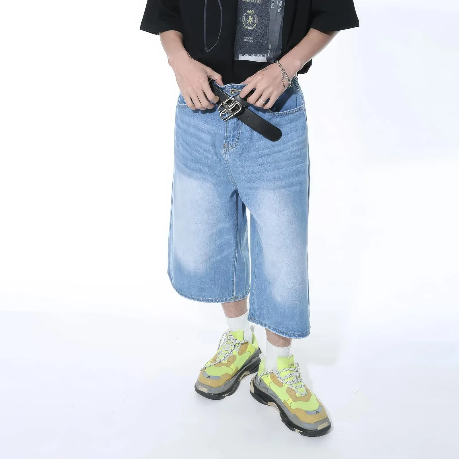 Classic Distressed Blue Denim Baggy Shorts