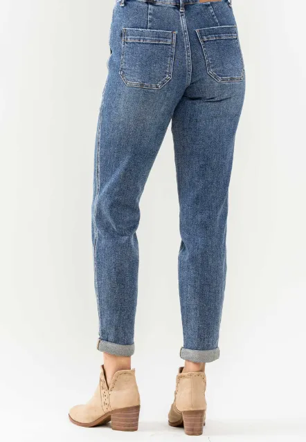 CURVY Judy Blue HW Elastic Drawstring & Cuffed Jogger