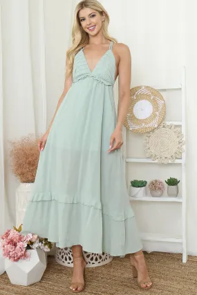 D0141-MINT CROSS SPAGHETTI STRAP MAXI DRESS3-2-1 (NOW $8.75 ONLY!)