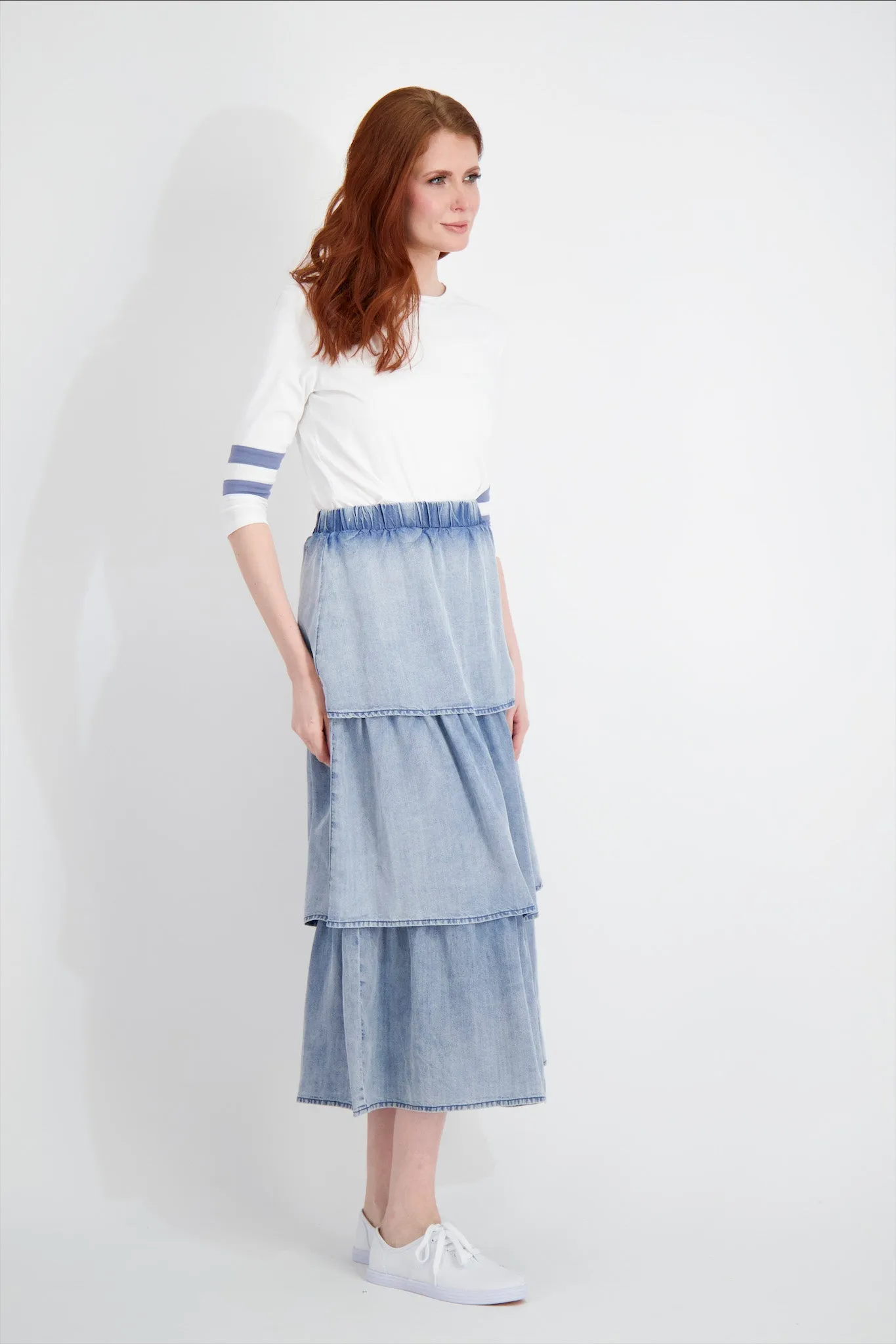 DENIM LAYERED SKIRT