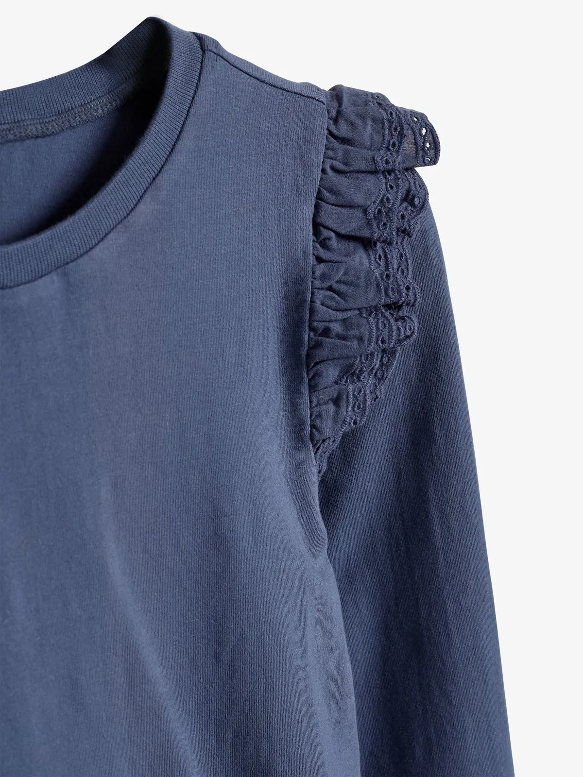 Frill Cap Jersey Blouse - Tween - Vintage Blue
