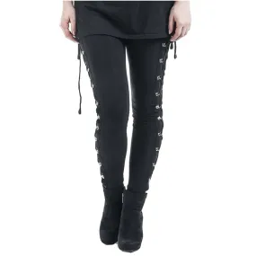 Gothic Leggings Black Vintage Women Punk Lace Up Bottoms Steampunk Pants Legging