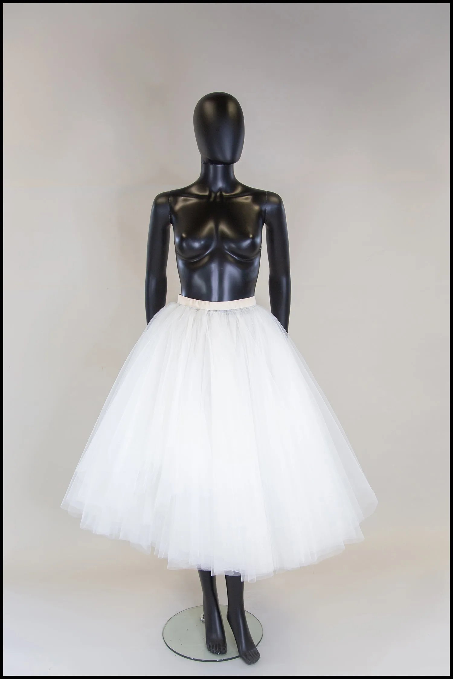 Ivory Tulle Ballet Midi Skirt