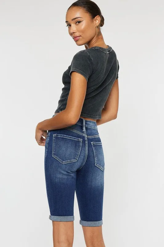 KanCan High Rise Cuff Bermuda Shorts