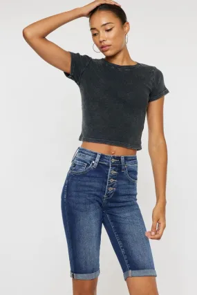 KanCan High Rise Cuff Bermuda Shorts