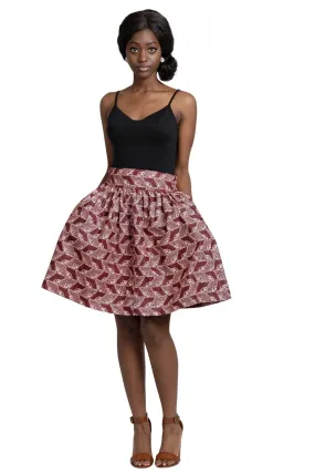 Kenya African Print Midi Skirt - Bordeau