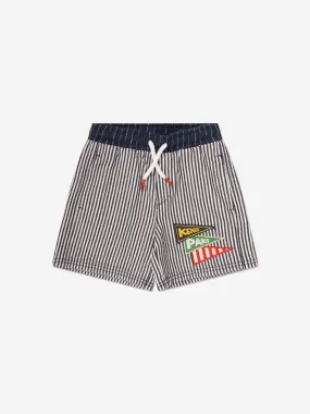 KENZO Boys Striped Bermuda Shorts in Navy
