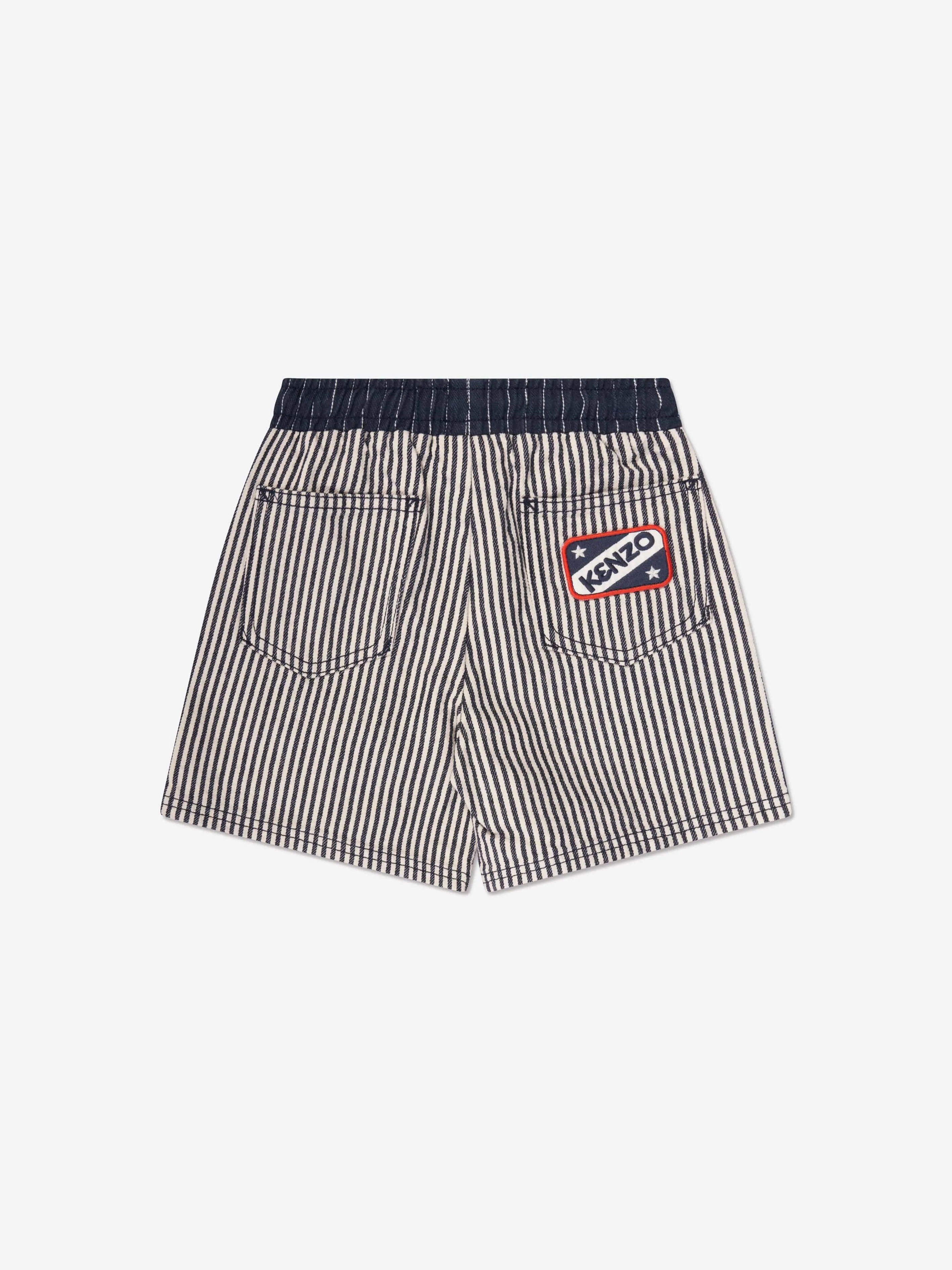 KENZO Boys Striped Bermuda Shorts in Navy